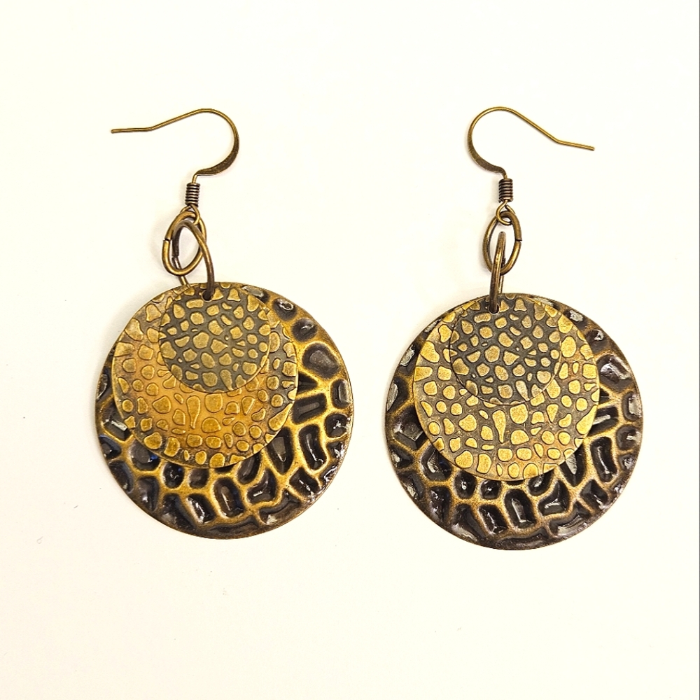 Handmade Bronzetone Disc Earrings